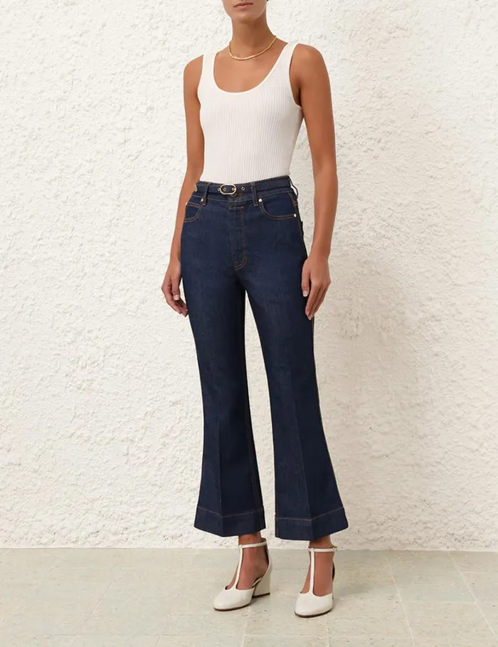 Women Shorts and Pants Zimmermann Cropped Flare Jean Ink