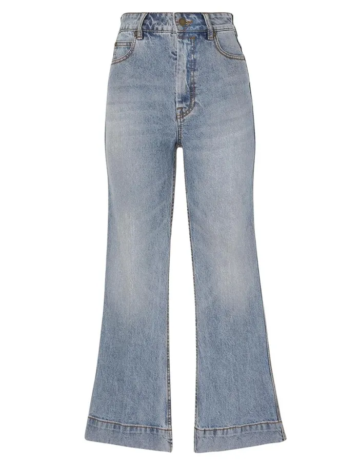 Women Shorts and Pants Zimmermann Cropped Flare Jean Poseidon Blue