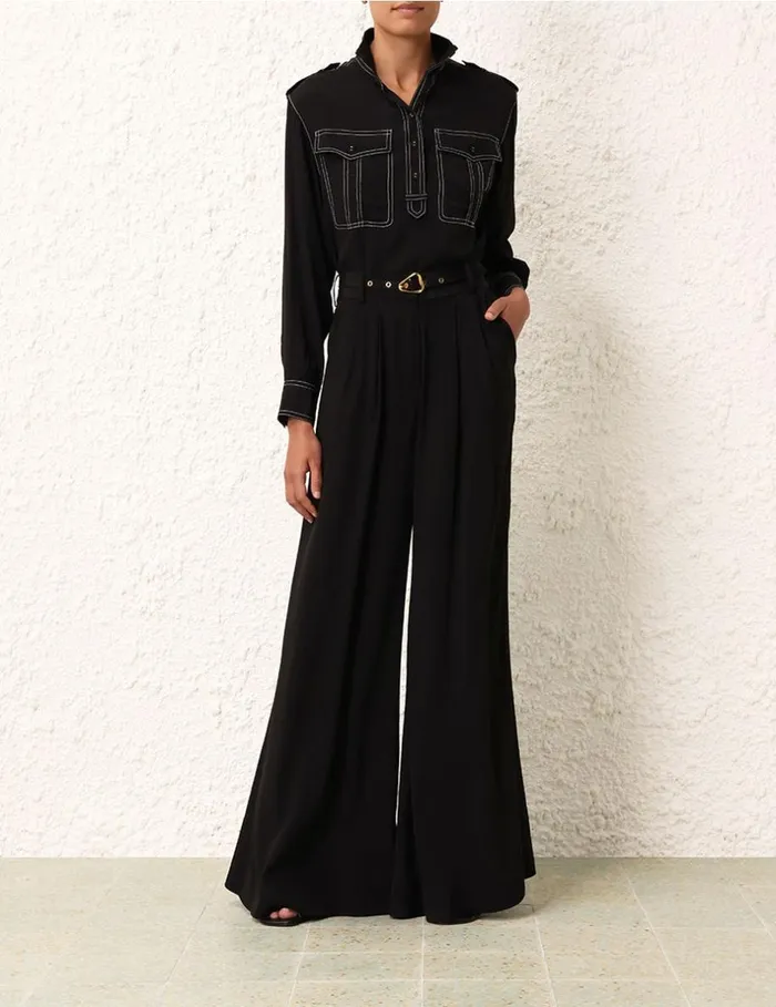 Women Shorts and Pants Zimmermann Double Tuck Pant Black