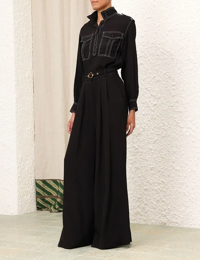 Women Shorts and Pants Zimmermann Double Tuck Pant Black