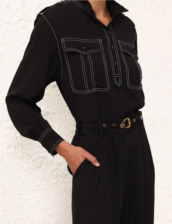 Women Shorts and Pants Zimmermann Double Tuck Pant Black