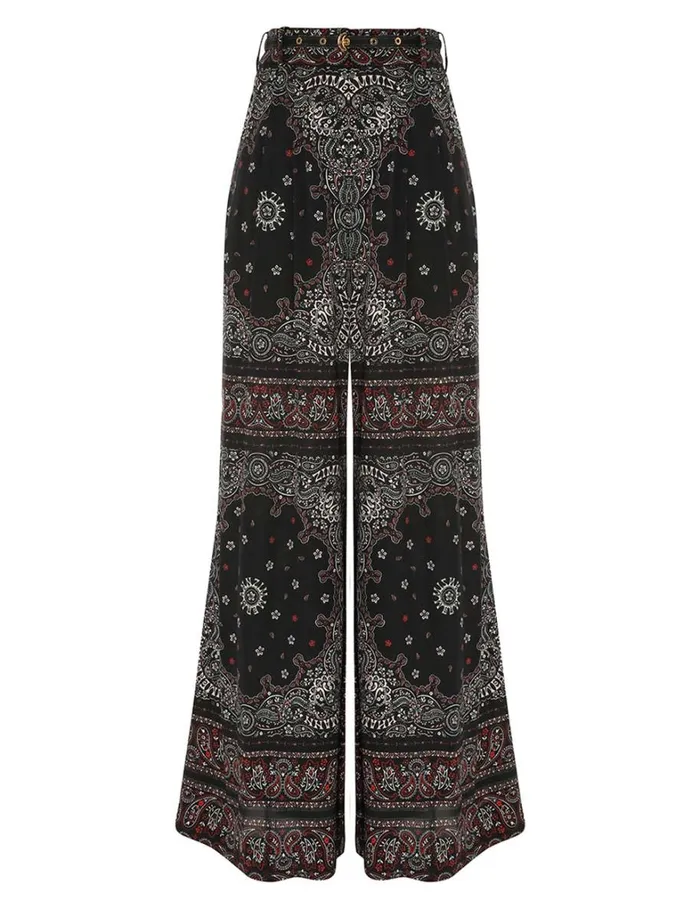Women Shorts and Pants Zimmermann Double Tuck Pant Black Bandana