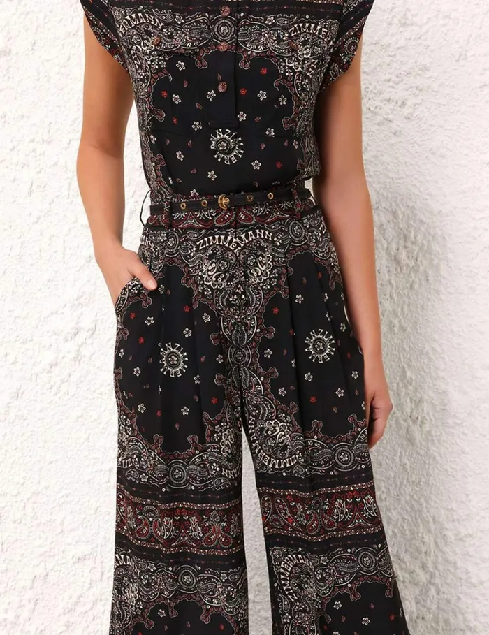 Women Shorts and Pants Zimmermann Double Tuck Pant Black Bandana