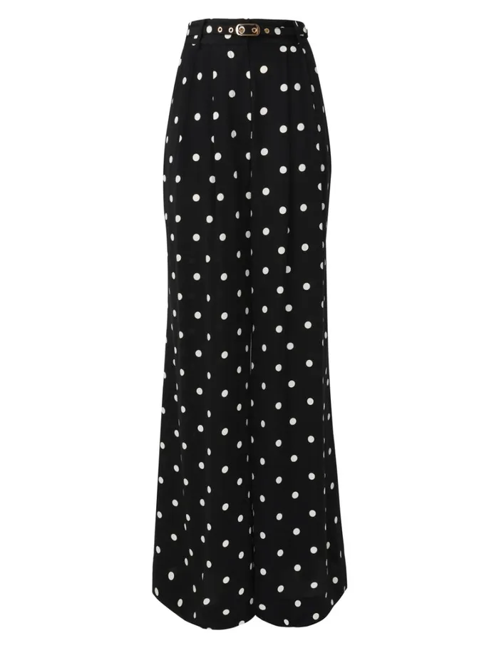 Women Shorts and Pants Zimmermann Double Tuck Pant Black W Cream Dot