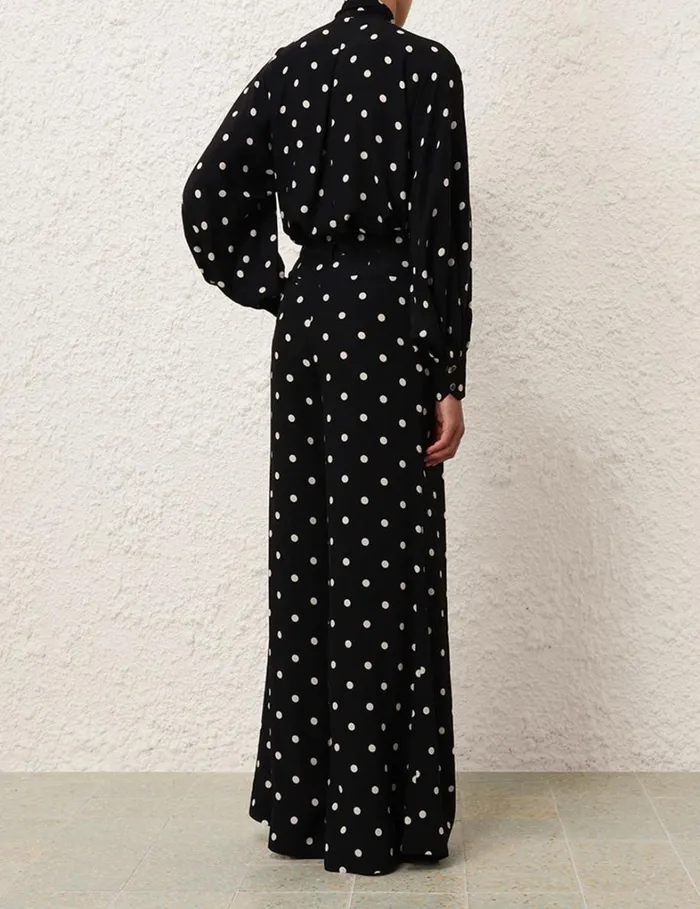 Women Shorts and Pants Zimmermann Double Tuck Pant Black W Cream Dot