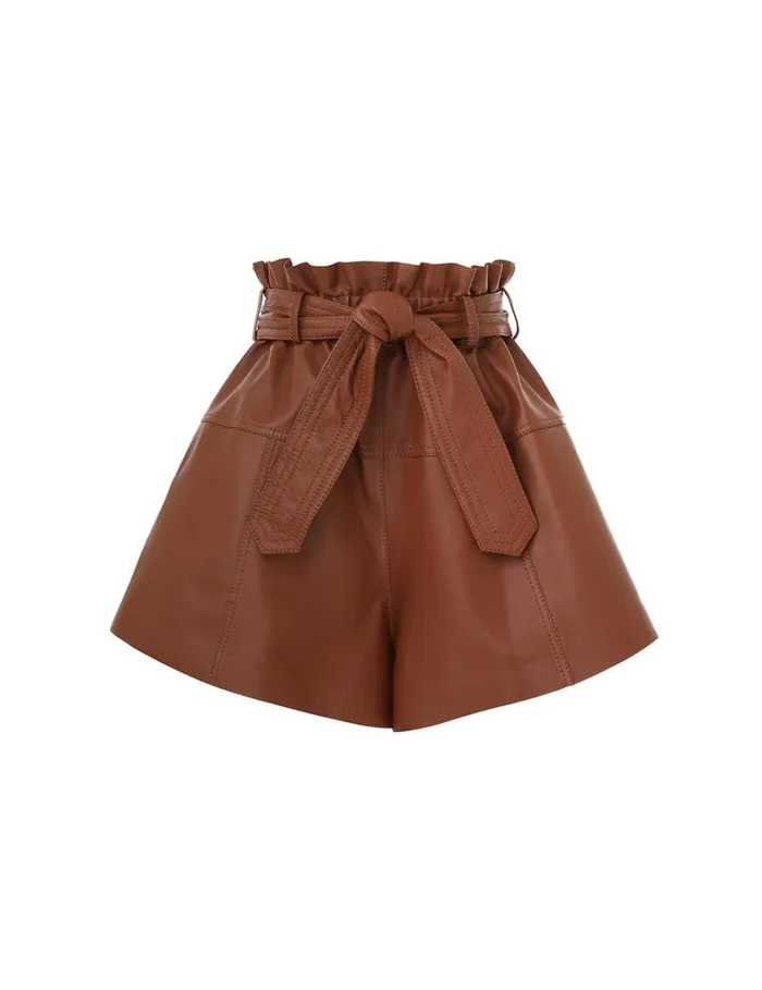Women Shorts and Pants Zimmermann Harmony Leather Short Toffee