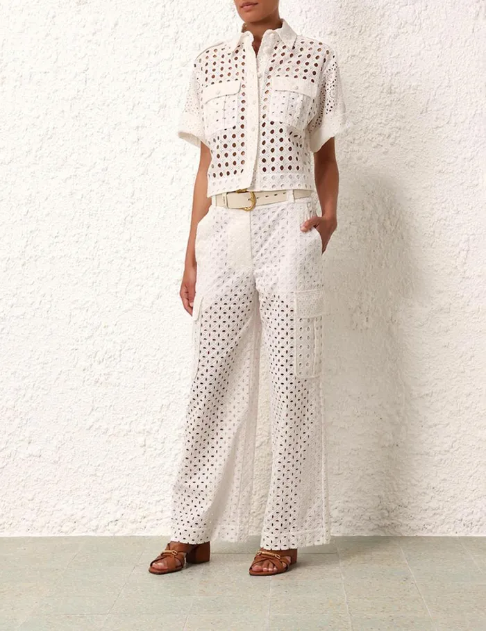 Women Shorts and Pants Zimmermann Matchmaker Anglaise Pant Ivory
