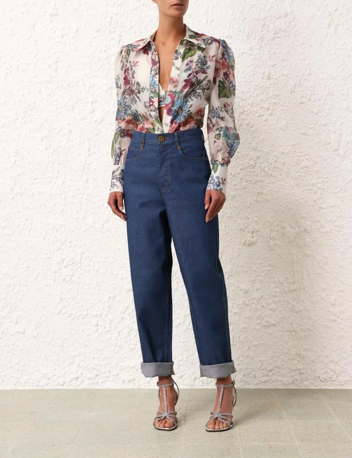 Women Shorts and Pants Zimmermann Matchmaker Barrel Jean Railway Blue