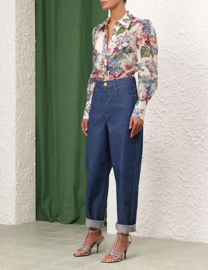 Women Shorts and Pants Zimmermann Matchmaker Barrel Jean Railway Blue