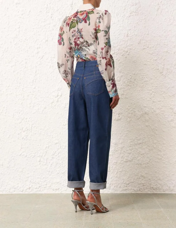 Women Shorts and Pants Zimmermann Matchmaker Barrel Jean Railway Blue