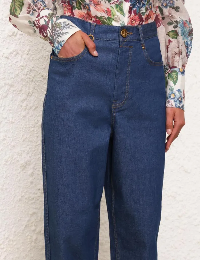 Women Shorts and Pants Zimmermann Matchmaker Barrel Jean Railway Blue