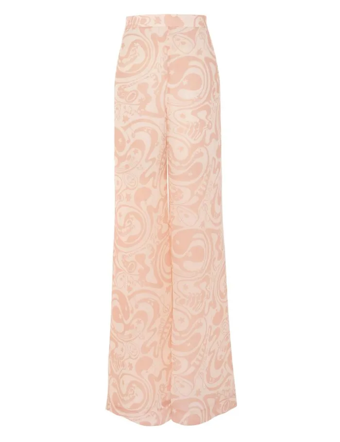 Women Shorts and Pants Zimmermann Matchmaker Flare Pant Pinkcream Abstract Musical