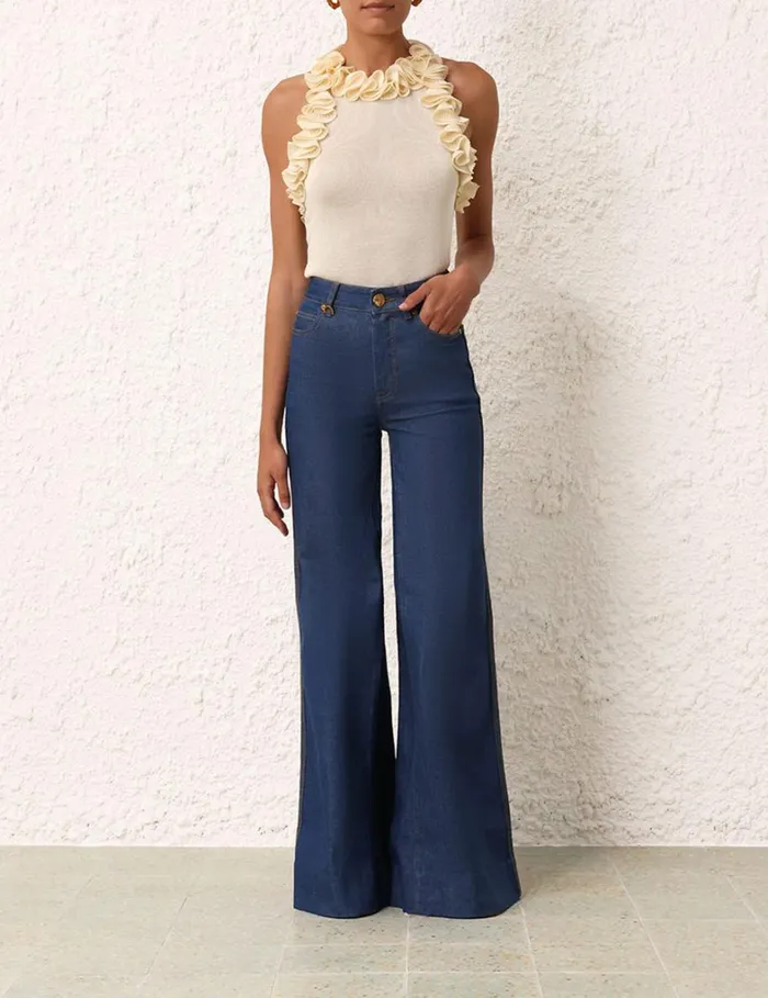 Women Shorts and Pants Zimmermann Matchmaker Palazzo Jean Railway Blue