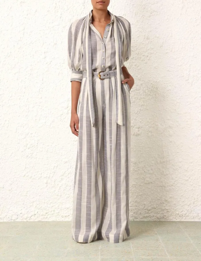 Women Shorts and Pants Zimmermann Matchmaker Pintuck Pant Bluecream Stripe
