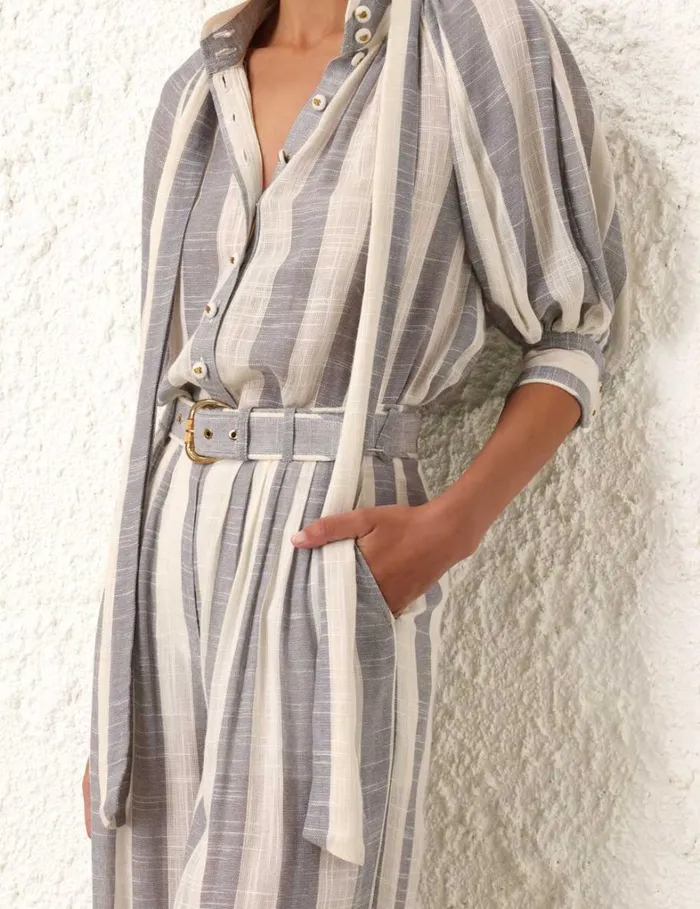 Women Shorts and Pants Zimmermann Matchmaker Pintuck Pant Bluecream Stripe