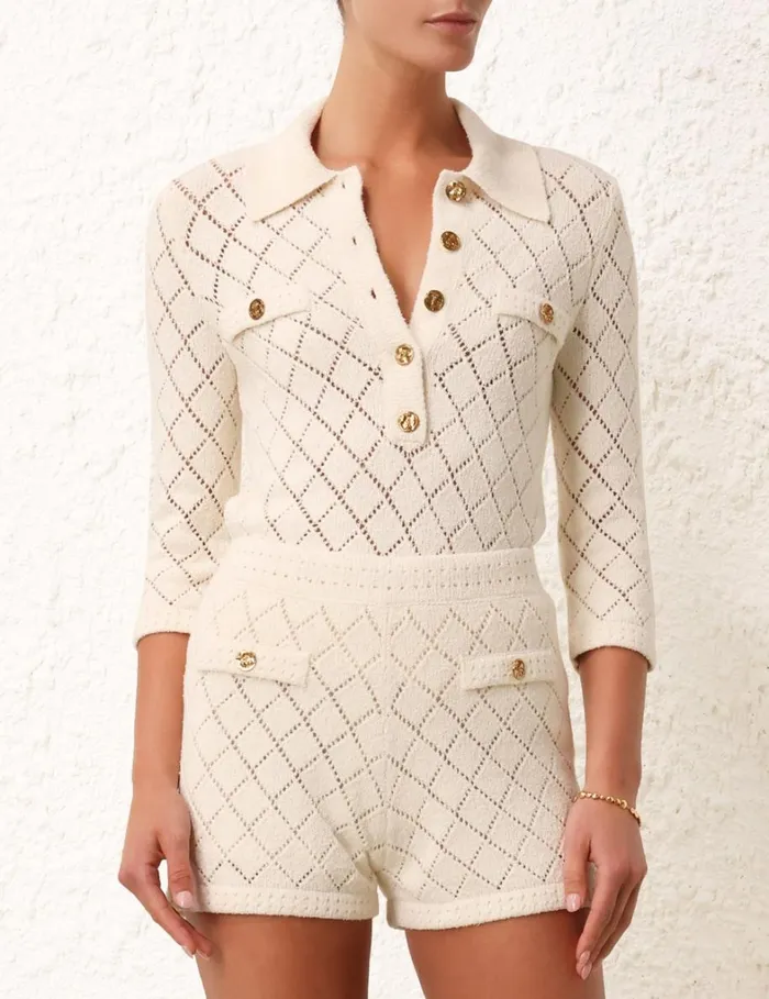 Women Shorts and Pants Zimmermann Matchmaker Pointelle Shorts Cream