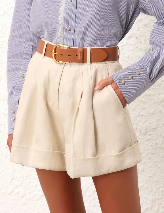 Women Shorts and Pants Zimmermann Matchmaker Tuck Front Short Straw