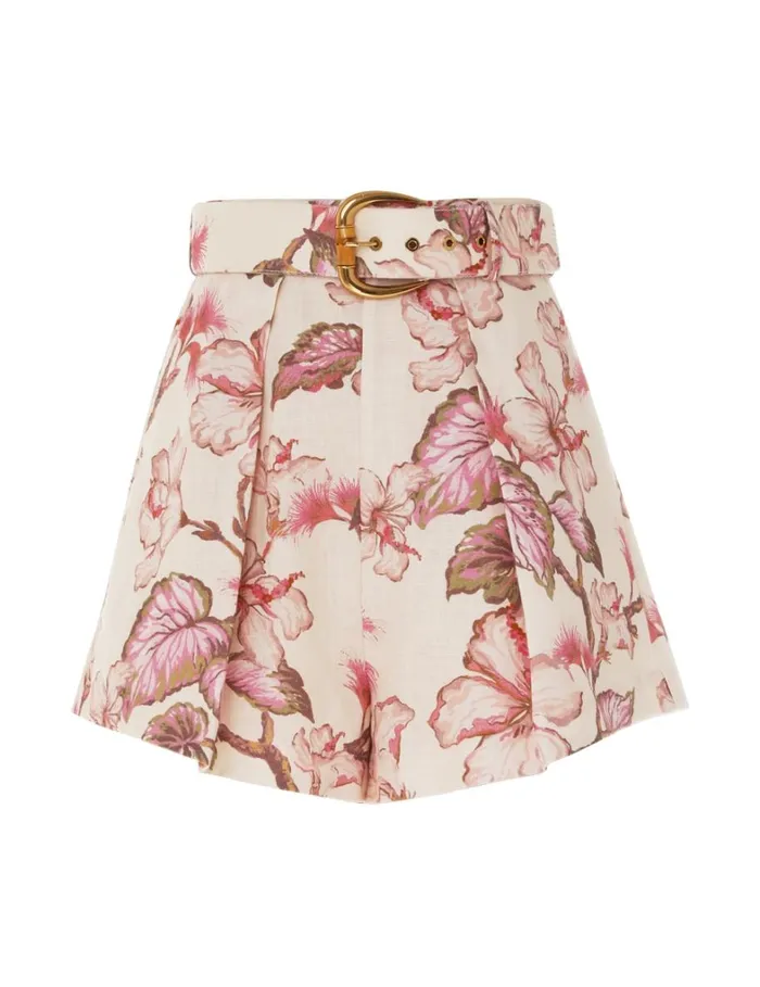 Women Shorts and Pants Zimmermann Matchmaker Tuck Short Coral Hibiscus
