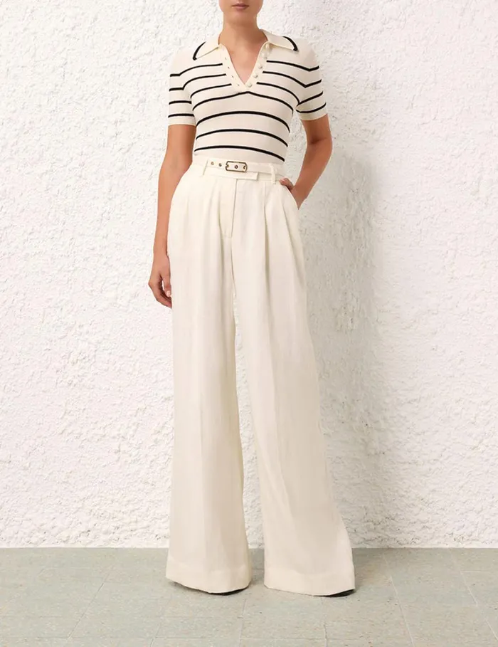 Women Shorts and Pants Zimmermann Matchmaker Wide Leg Pant Ivory