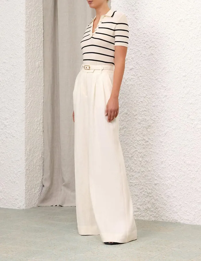Women Shorts and Pants Zimmermann Matchmaker Wide Leg Pant Ivory