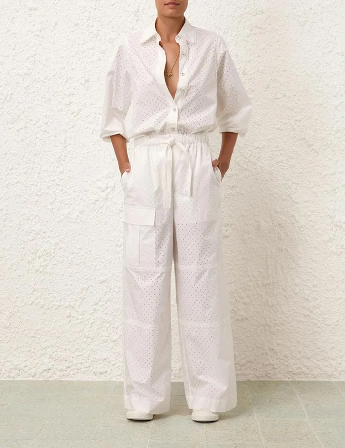 Women Shorts and Pants Zimmermann Natura Burnout Cargo Pants Ivory