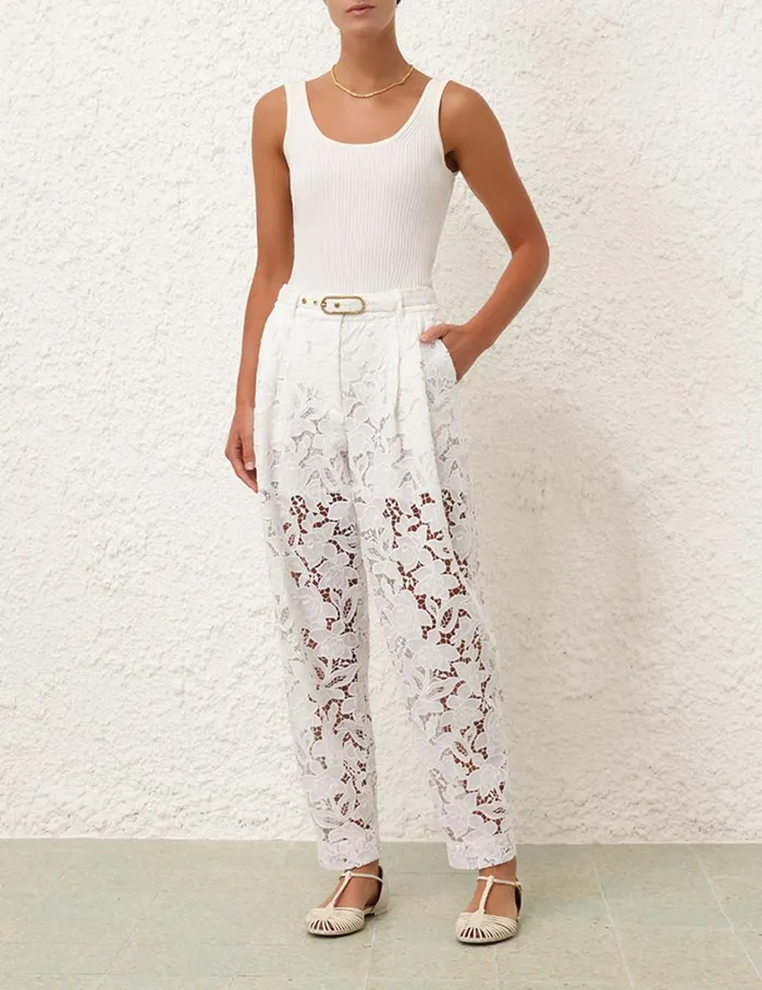 Women Shorts and Pants Zimmermann Natura Cropped Barrel Pant Ivory