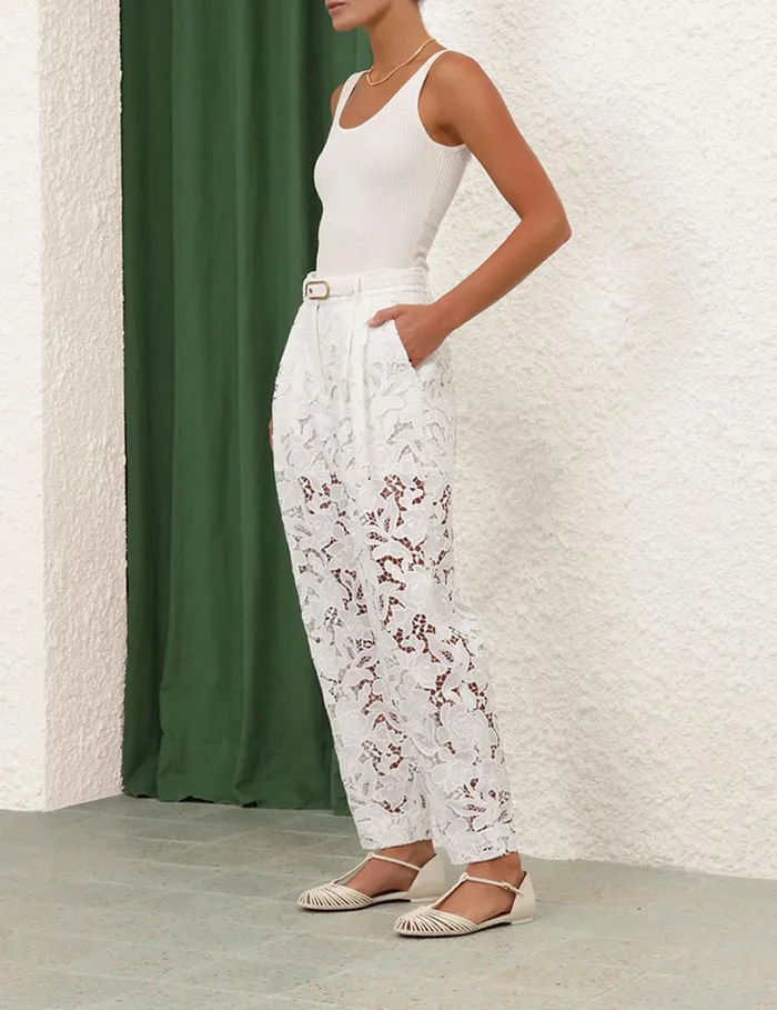 Women Shorts and Pants Zimmermann Natura Cropped Barrel Pant Ivory
