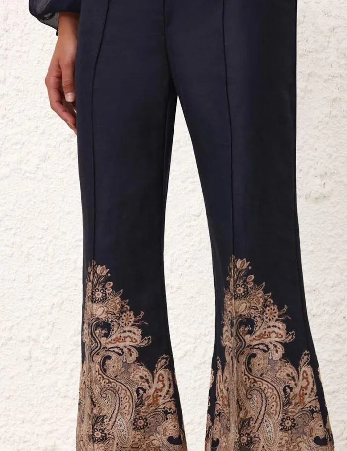 Women Shorts and Pants Zimmermann Natura Flare Pant Navy Paisley