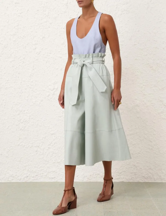 Women Shorts and Pants Zimmermann Natura Leather Cropped Pant Mint