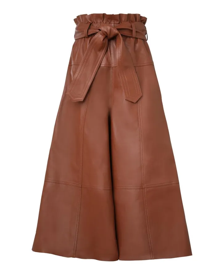 Women Shorts and Pants Zimmermann Natura Leather Cropped Pant Toffee