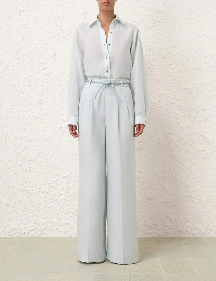 Women Shorts and Pants Zimmermann Natura Linen Wide Leg Pant Mint