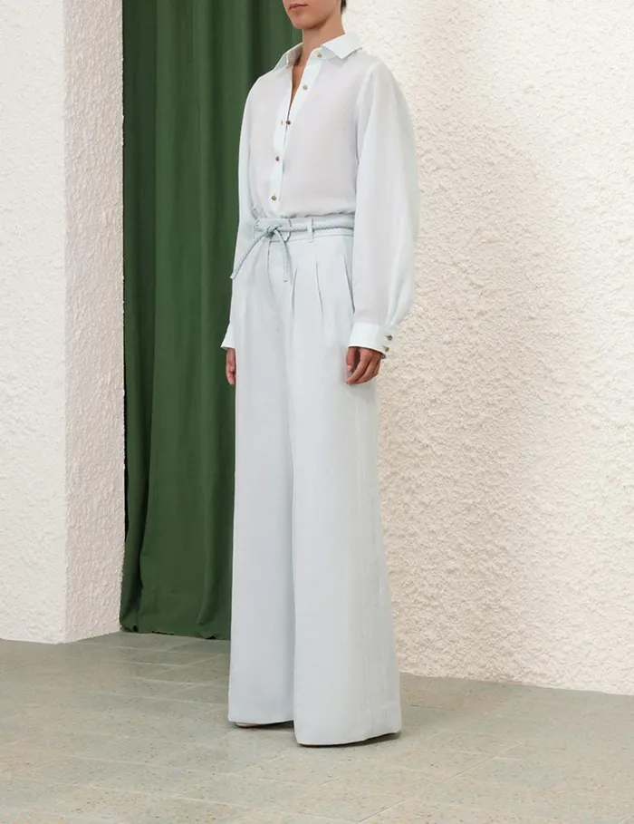 Women Shorts and Pants Zimmermann Natura Linen Wide Leg Pant Mint