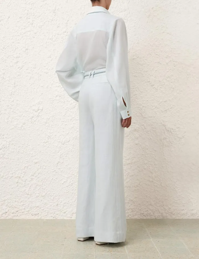 Women Shorts and Pants Zimmermann Natura Linen Wide Leg Pant Mint