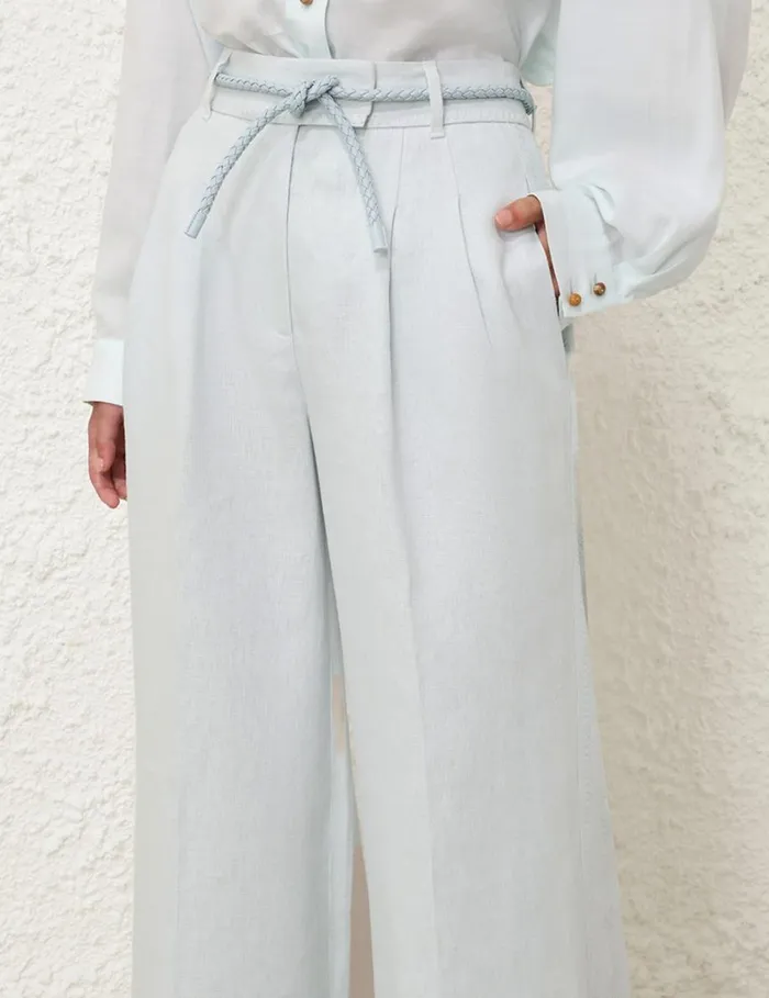 Women Shorts and Pants Zimmermann Natura Linen Wide Leg Pant Mint