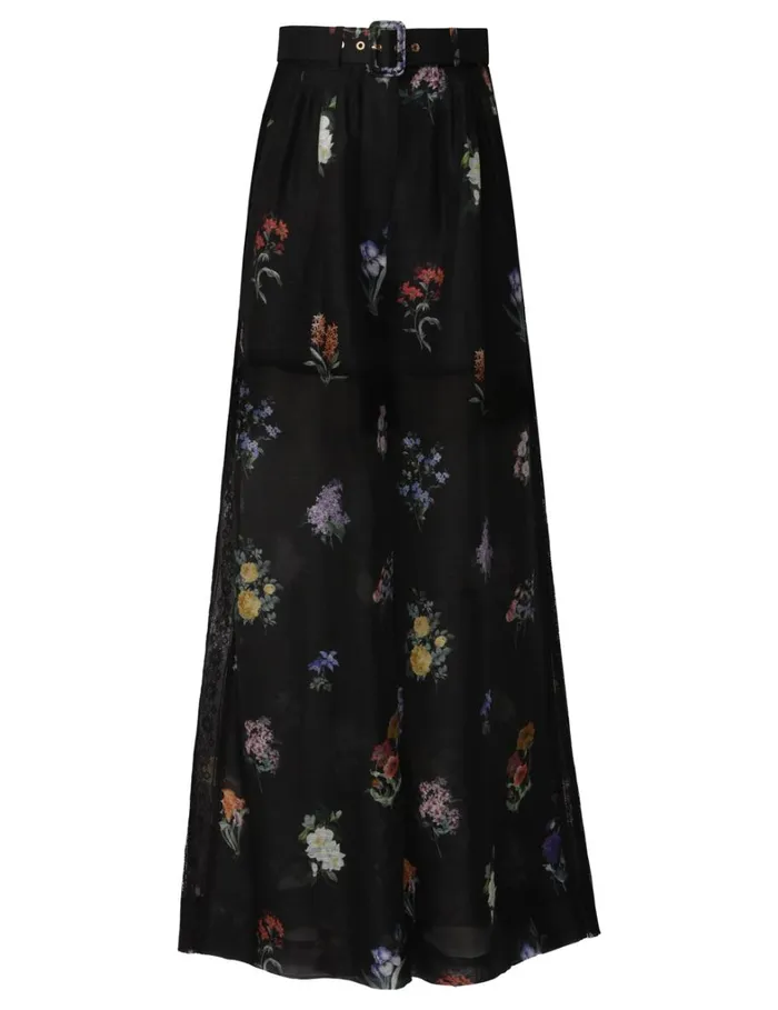 Women Shorts and Pants Zimmermann Natura Pintuck Lace Pant Multi Botanical Black