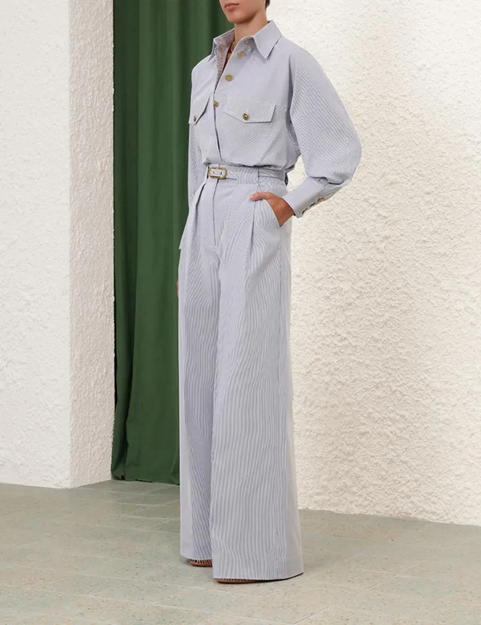 Women Shorts and Pants Zimmermann Natura Tuck Wide Leg Pant Micro Stripe