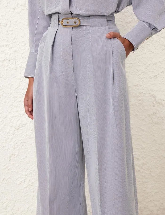 Women Shorts and Pants Zimmermann Natura Tuck Wide Leg Pant Micro Stripe