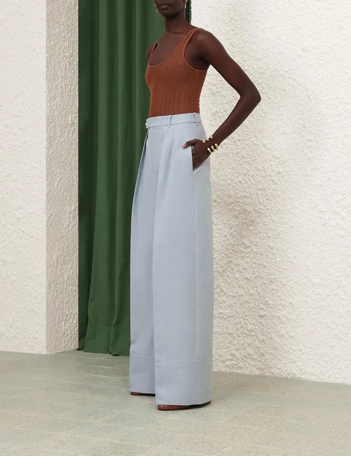 Women Shorts and Pants Zimmermann Natura Wide Leg Pant Chambray