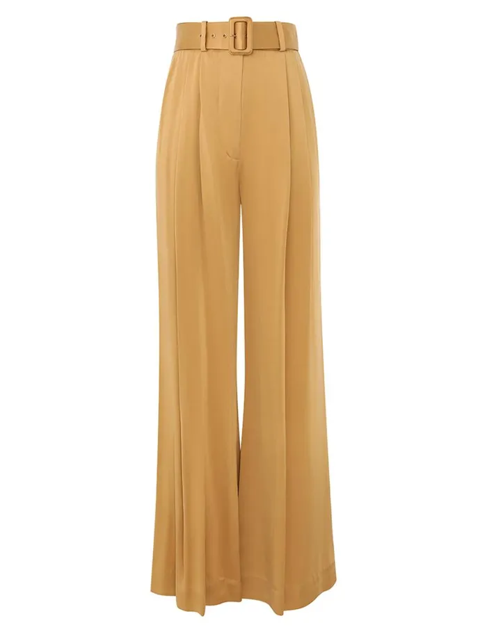 Women Shorts and Pants Zimmermann Silk Tuck Pant Honey