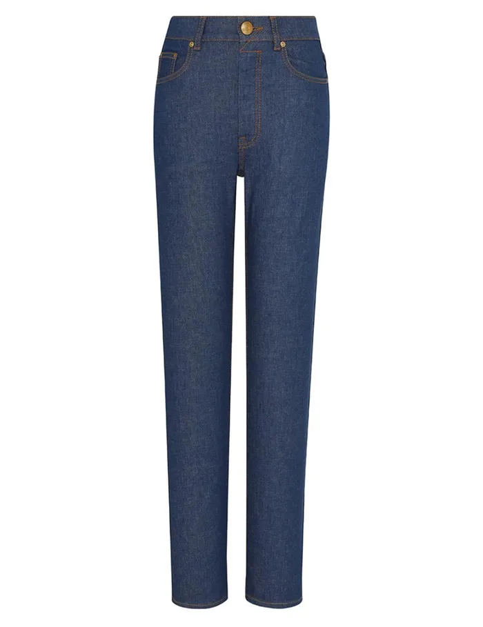 Women Shorts and Pants Zimmermann Slim Straight Jean Railway Blue
