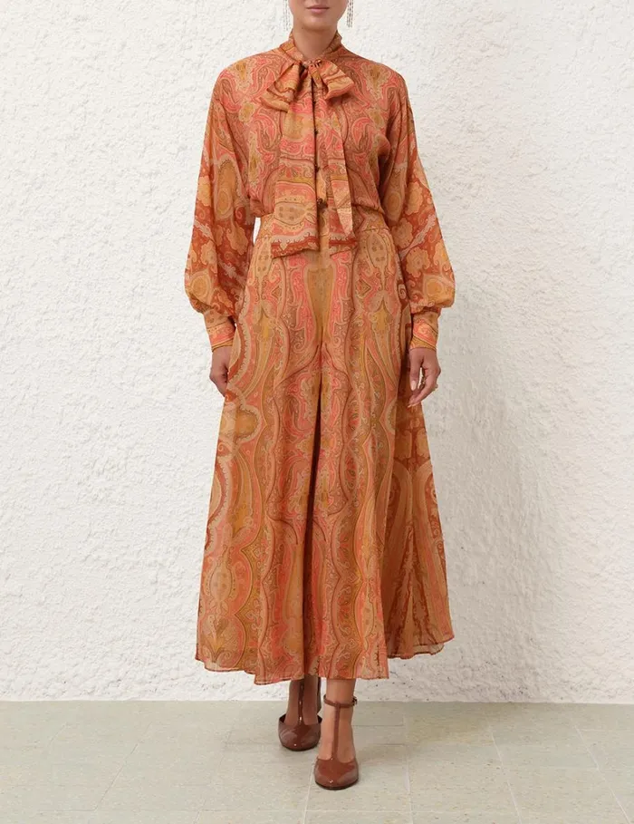 Women Shorts and Pants Zimmermann Tranquillity Flared Culottes Red Paisley