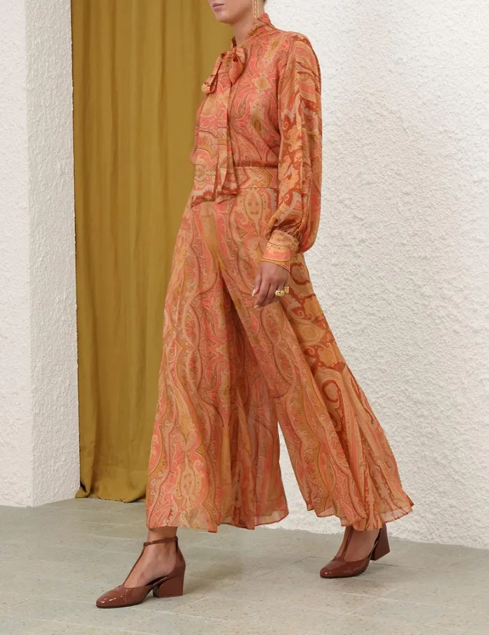 Women Shorts and Pants Zimmermann Tranquillity Flared Culottes Red Paisley