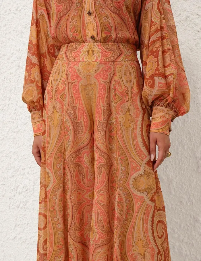 Women Shorts and Pants Zimmermann Tranquillity Flared Culottes Red Paisley