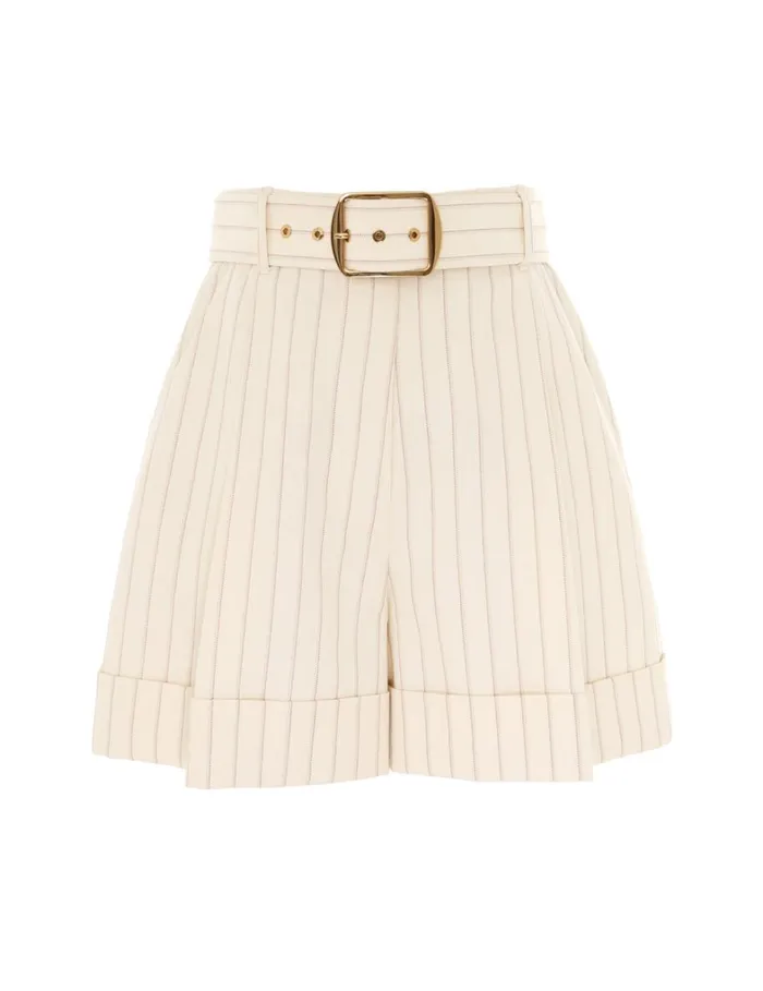 Women Shorts and Pants Zimmermann Tranquillity Long Line Short Cream Pinstripe