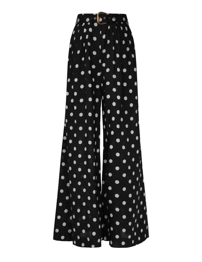 Women Shorts and Pants Zimmermann Tuck Pant Blackcream Dot