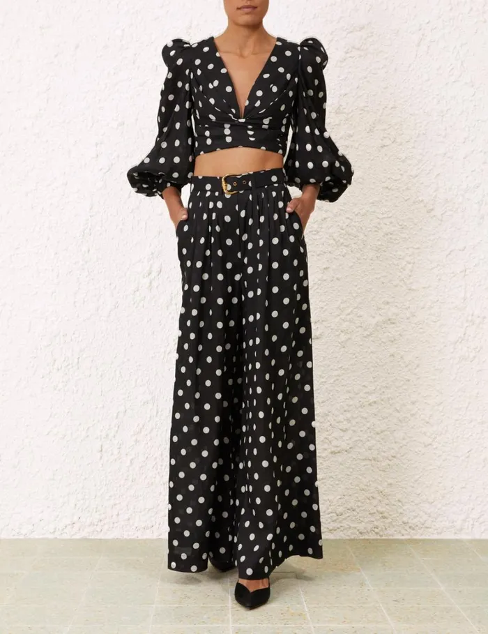 Women Shorts and Pants Zimmermann Tuck Pant Blackcream Dot