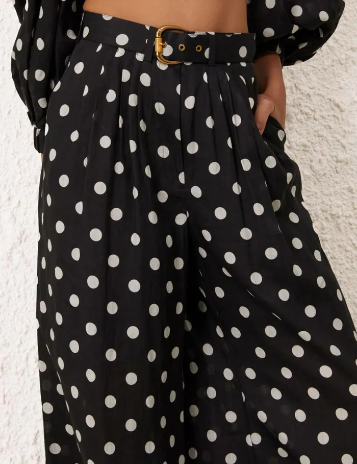 Women Shorts and Pants Zimmermann Tuck Pant Blackcream Dot