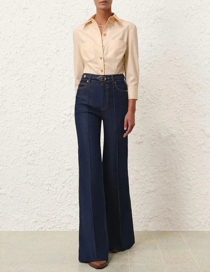 Women Shorts and Pants Zimmermann Wide Leg Jean Ink