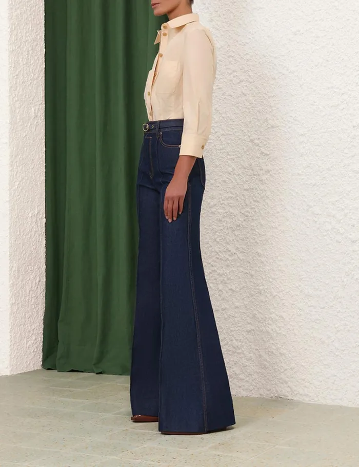 Women Shorts and Pants Zimmermann Wide Leg Jean Ink