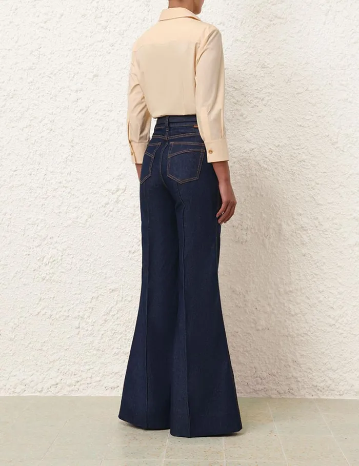Women Shorts and Pants Zimmermann Wide Leg Jean Ink